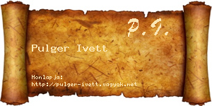 Pulger Ivett névjegykártya